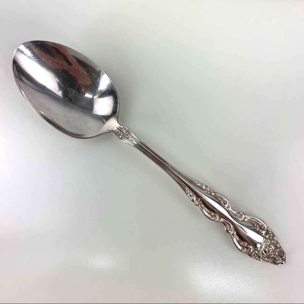 2/$25 1881 Rogers Oneida 1967 Vintage Baroque Rose Silverplate Serving Spoon